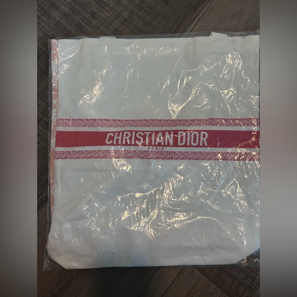 Christian Dior White and Orange Tote Bag